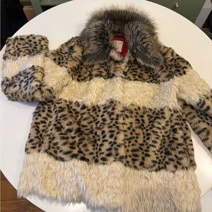 Pinko Faux Fur Leopard Print Coat